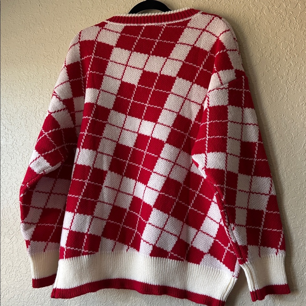 Red and Cream/Off White Argyle Sweater - Picture 11 of 11